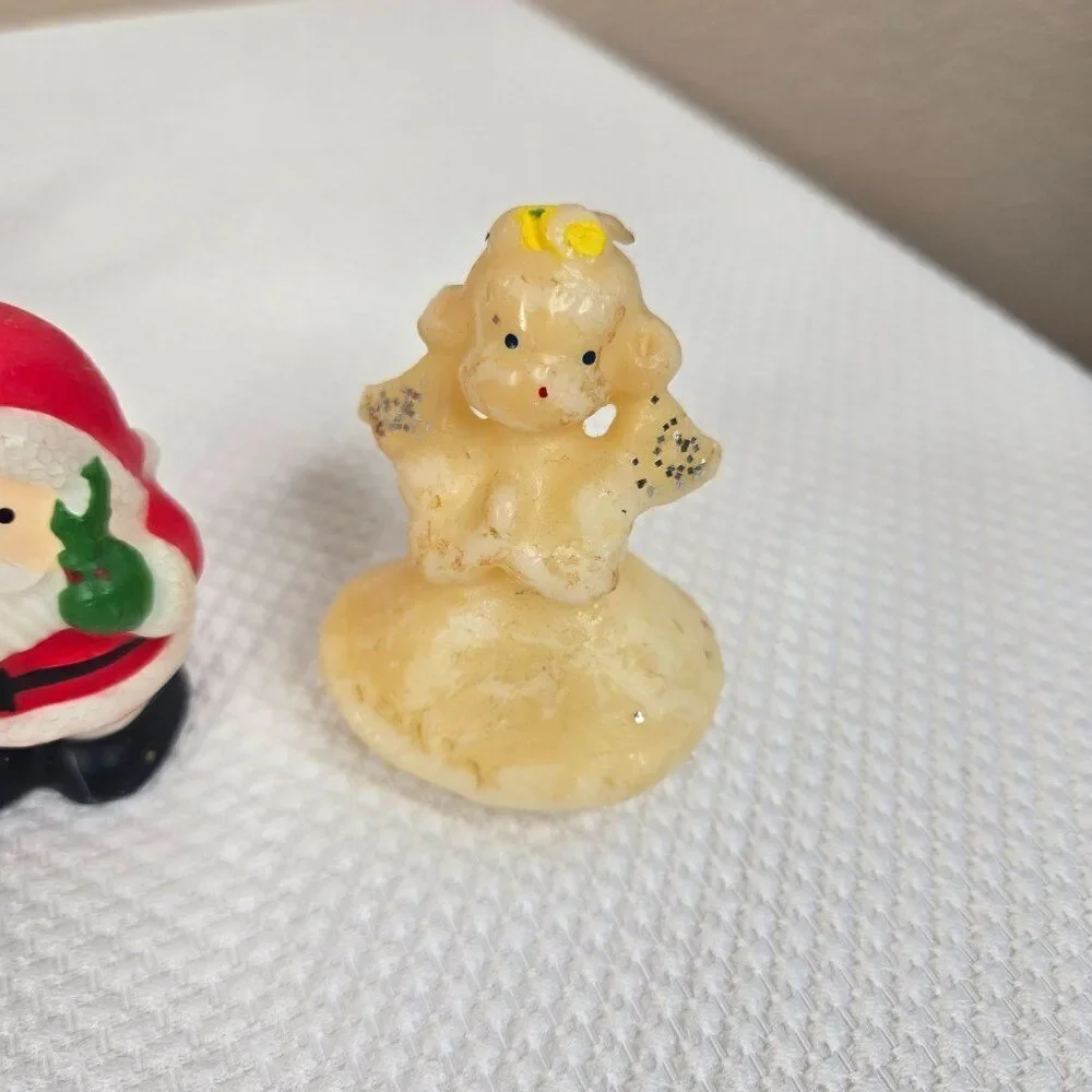 Vintage Gurly Halo Christmas Candle Lot 10 Santa Snowman Angel Tree Choir